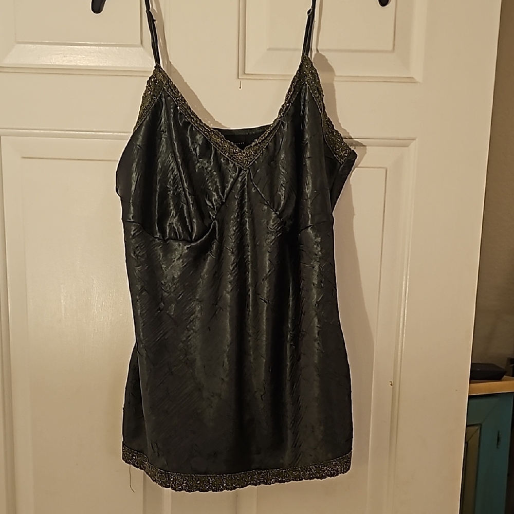 Elegant Forest Green Satin Camisole